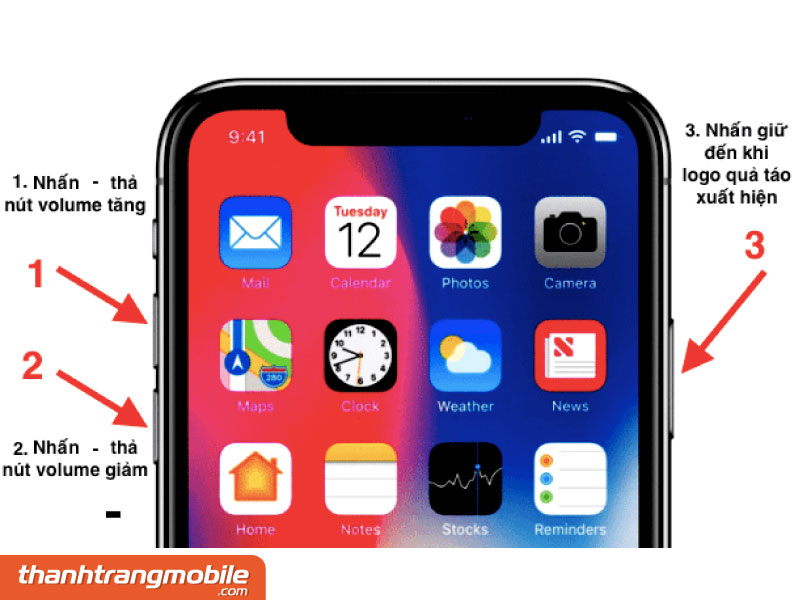sửa lỗi cảm ứng trên iphone x bằng cách khởi động lại iphone