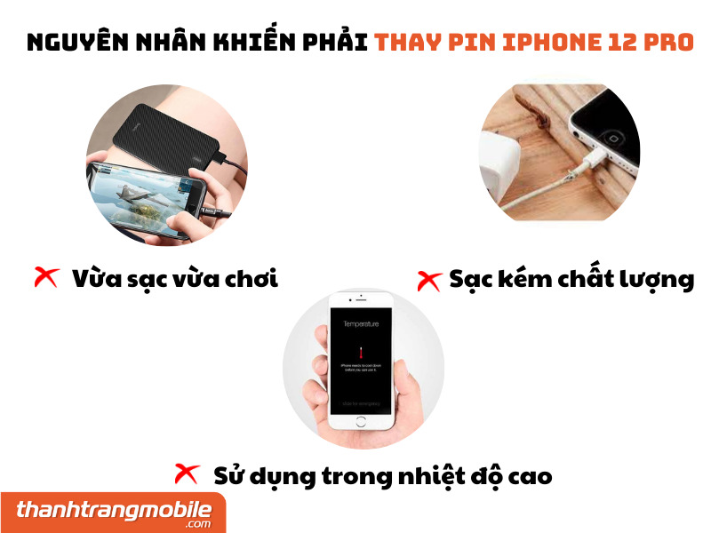 Nguyên nhân iPhone 12 Pro bị hỏng pin cần thay