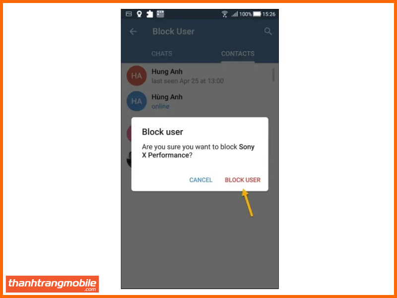 Cách block tin nhắn telegram