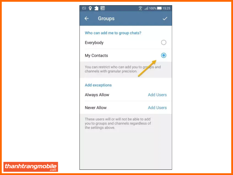Cách chặn tin nhắn mời vào nhóm trên Telegram