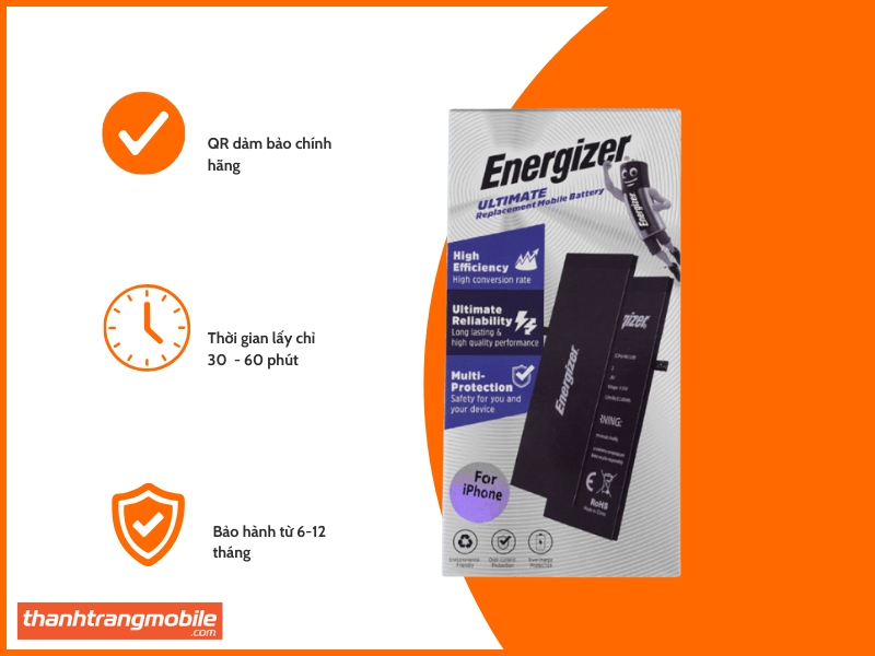 Thay pin iPhone 12 Energizer chính hãng là giải pháp để khắc phục tình trạng pin xuống cấp. Thắc mắc giá thay pin Energizer iPhone 12 chính hãng bao nhiêu tiền?