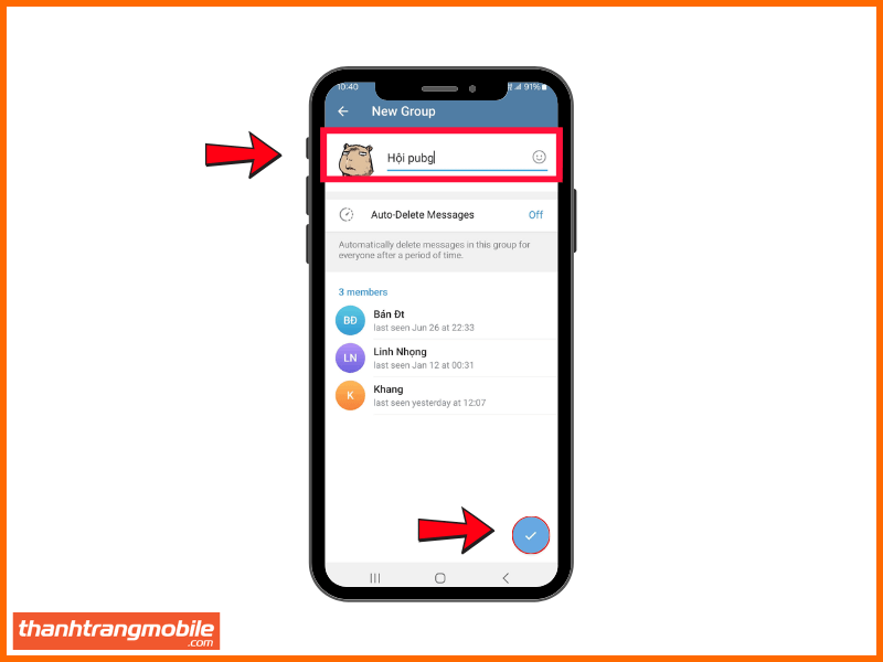đặt tên và ảnh đại diện cho nhóm tiếp tục cách tạo nhóm telegram trên iPhone và cách tạo nhóm trên telegram
