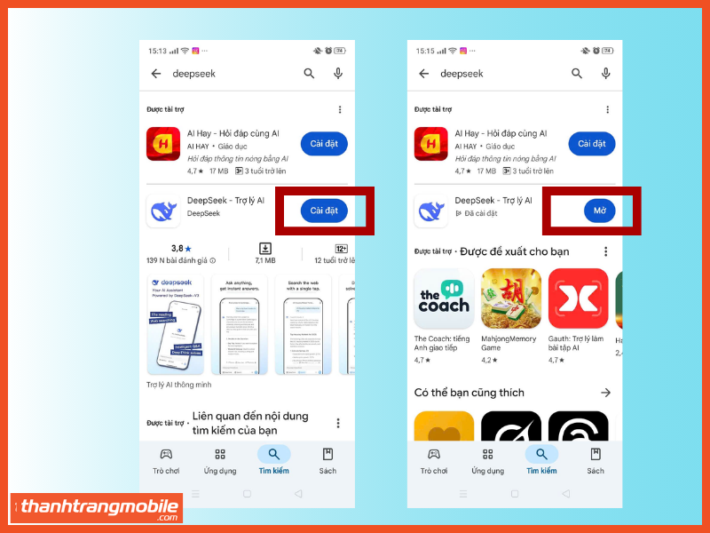 Hướng dẫn tải và đăng ký DeedSeek trên điện thoại bước 1