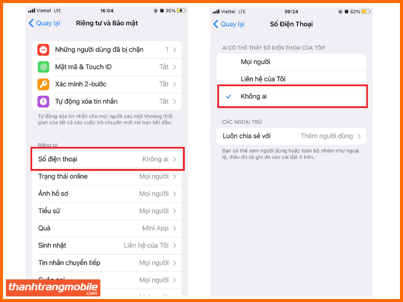 ẩn số điện thoại cá nhân trên Telegram bước 2