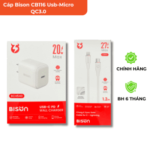 Cáp dù 27w Bison CB113 USB-Lightning dài 100cm