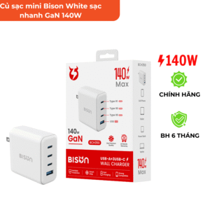 Củ sạc mini Bison White sạc nhanh GaN 140W