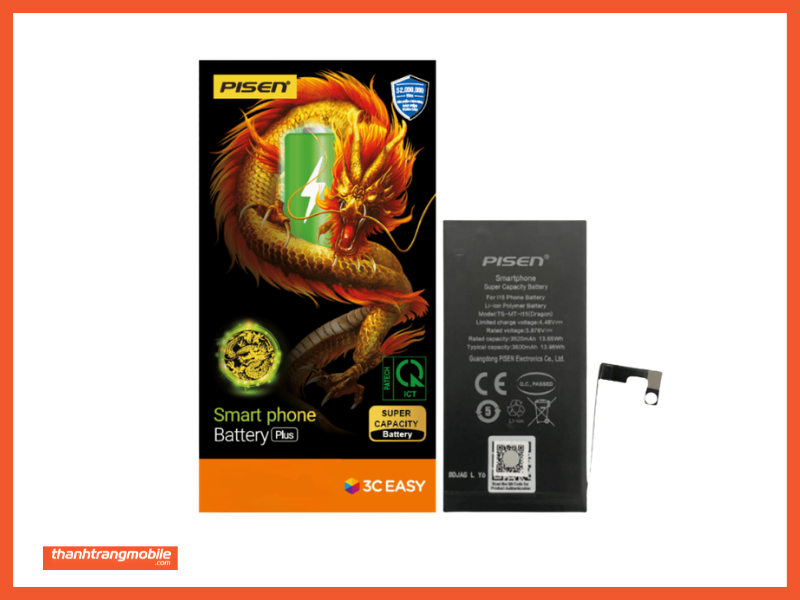 Thay pin Pisen iPhone 15 Pro dung lượng siêu cao chính hãng giúp cải thiện thời lượng sử dụng và hạn chế tình trạng tụt pin nhanh. Tham khảo giá thay pin iPhone 15 Pro Pisen mới nhất tại Thanh Trang Mobile với nhiều ưu đãi hấp dẫn.