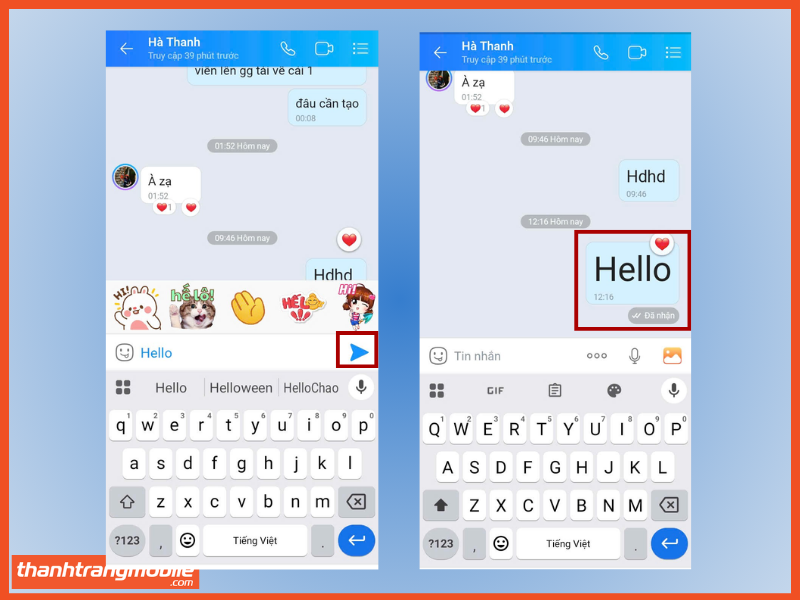 Cách tăng giảm cỡ chữ khi gửi tin nhắn (dành cho Android)