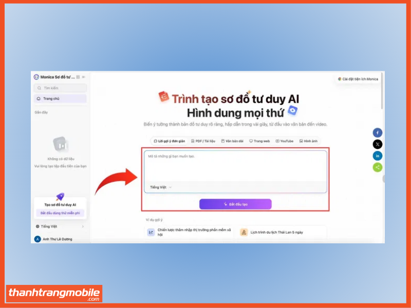 Hướng dẫn cách tạo sơ đồ tư duy bằng AI miễn phí bước 1