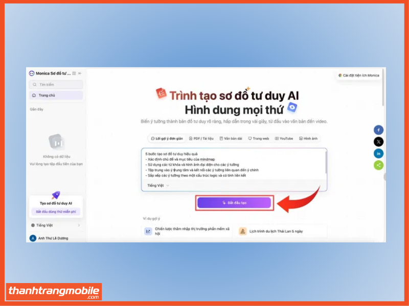 Hướng dẫn cách tạo sơ đồ tư duy bằng AI miễn phí bước 2