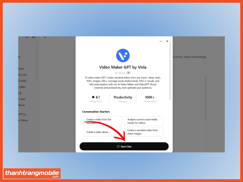 Tạo Video bằng Chatgpt thông qua Visla bước 2