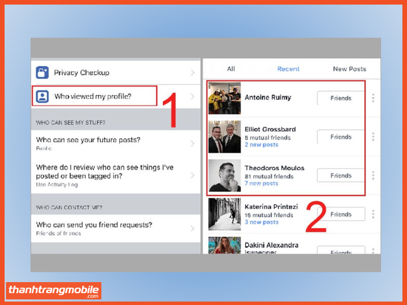 Hướng dẫn cách xem ai vào facebook của mình bằng điện thoại iphone bước 2