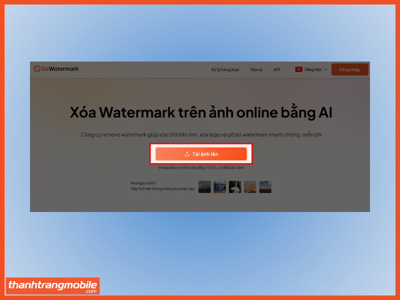 Cách xóa watrermark trên ảnh bằng Dewatermark AI bước 1