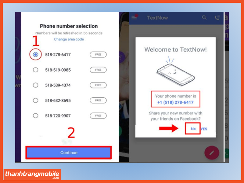 cách đăng ký telegram không cần số điện thoại Đăng ký số tài khoản ảo tại Textnow bước 3