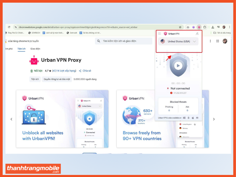 Đổi sever khi dùng VPN vào Telegram khi bị chặn