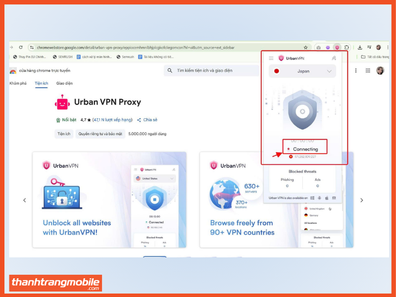 Nhấn vào Connecting