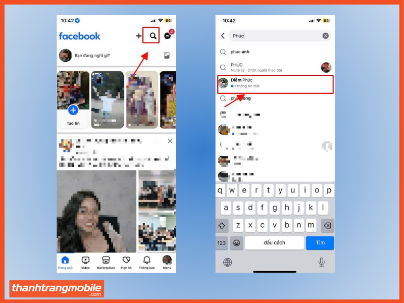 Tìm tài khoản Facebook bằng tên