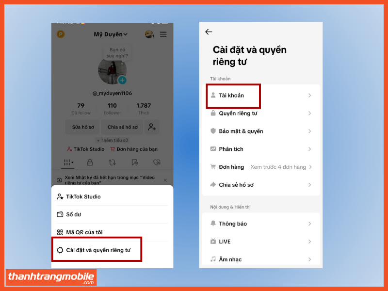 Cách chuyển vùng khu vực tài khoản trên Tiktok bước 1