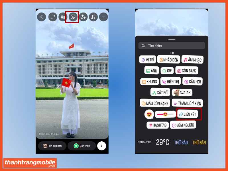 Bước 2: Chọn liên kết