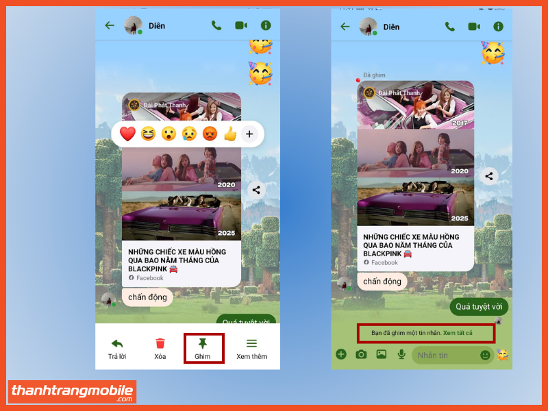 Bước 3: Chọn tin nhắn muốn ghim