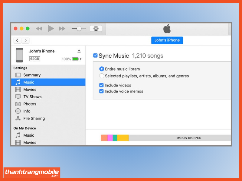 Kết nối iTunes check iphone chính hãng