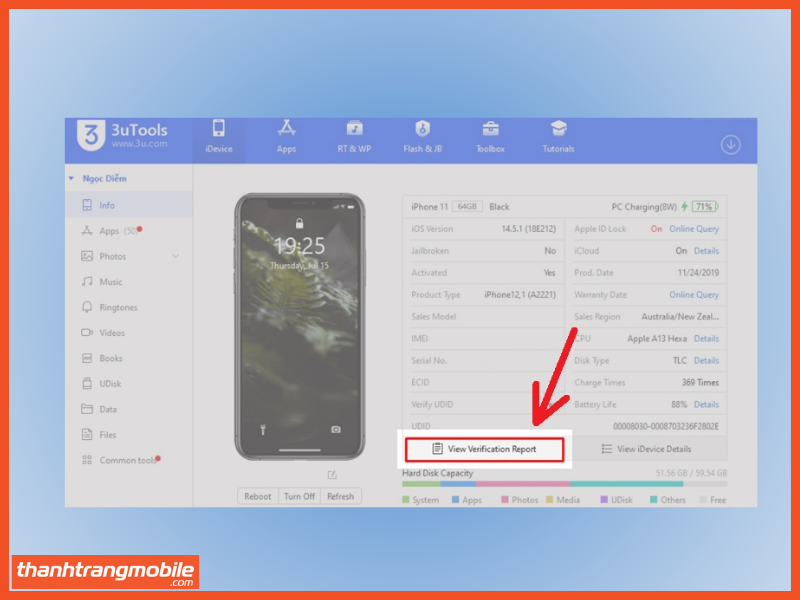 Kết nối 3uTools check iphone chính hãng bước 2