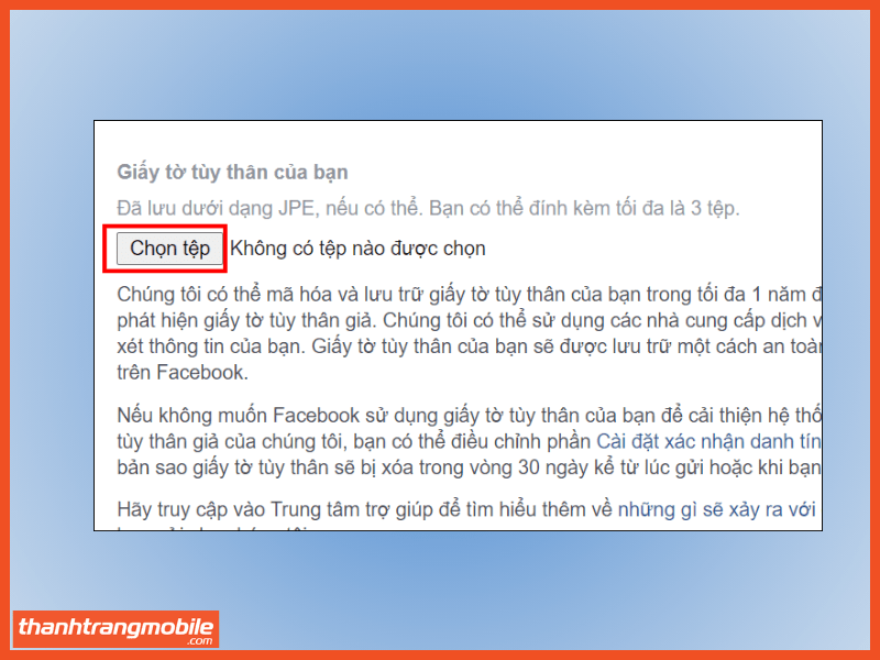 Dùng giấy tờ tuỳ thân lấy lại mật khẩu Facebook bước 3