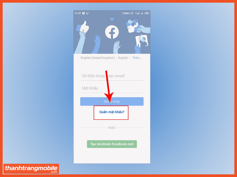 Thông qua Gmail để lấy lại mật khẩu Facebook bước 1