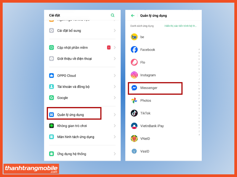 Bước 1: Chọn ứng dụng Messenger