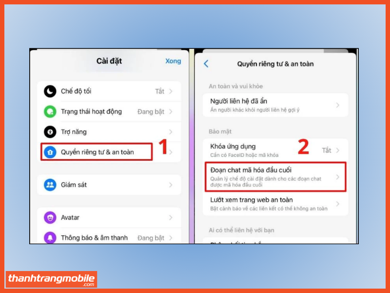 Bước 2: Đoạn chat mã hoá đầu cuối