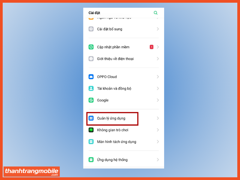 Bước 1: Quản lý ứng dụng