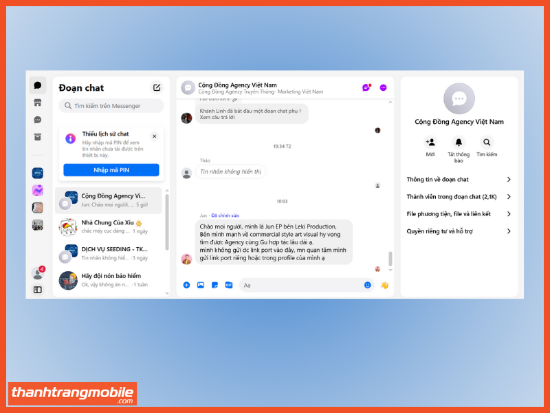 Bước 1: Vào website Messenger