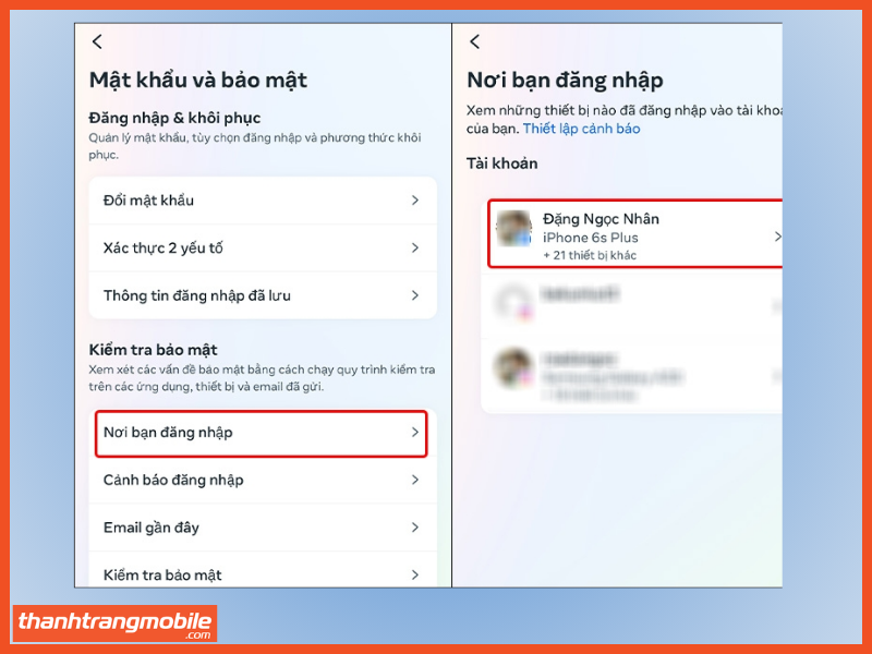 Bước 3: Xem nơi đăng nhập