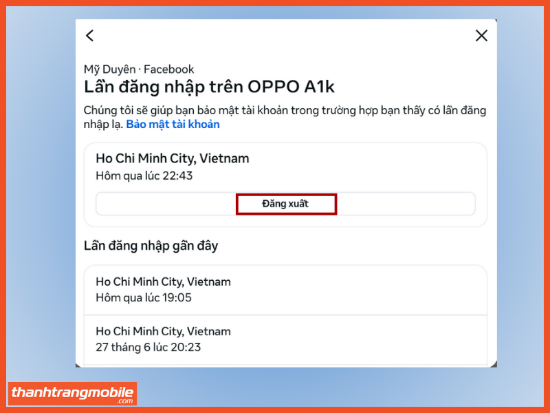 Bước 6: Đăng xuất