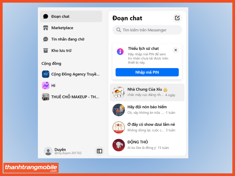Bước 1: Vào website Messenger