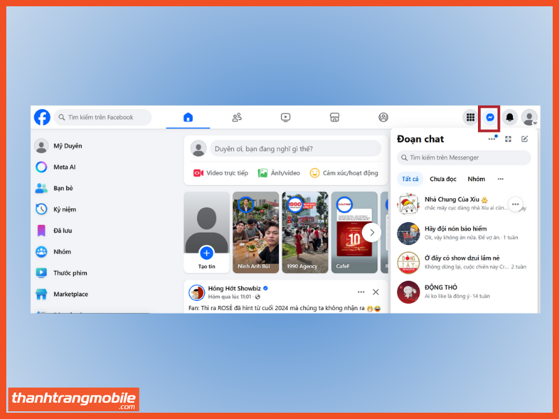 Bước 1: Vào Messenger