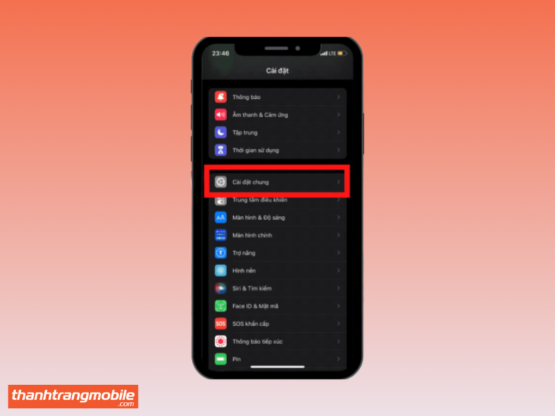 Giao diện cài đặt iPhone 12 Pro Max bị sọc màn hình – bước đầu tiên để khôi phục cài đặt gốc.