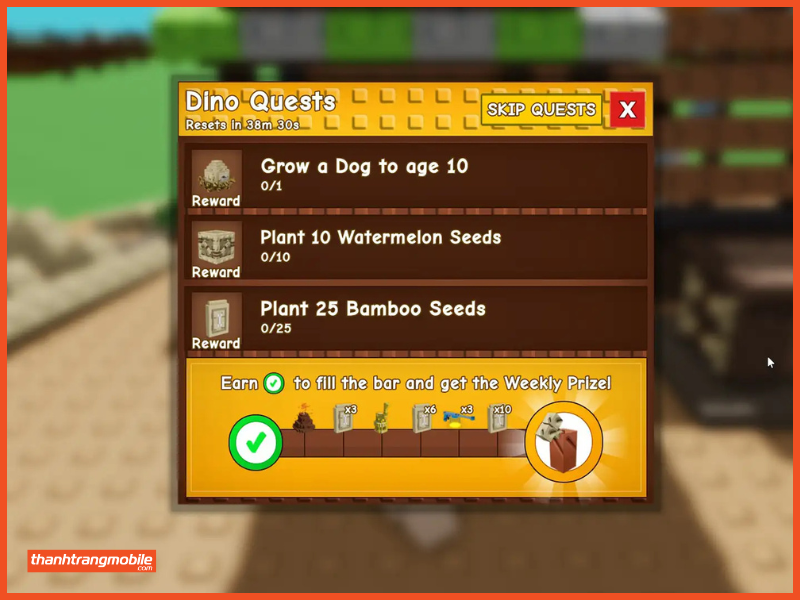 Các nhiệm vụ Pre-Historic trong Dino Quest trong Grow a Garden.