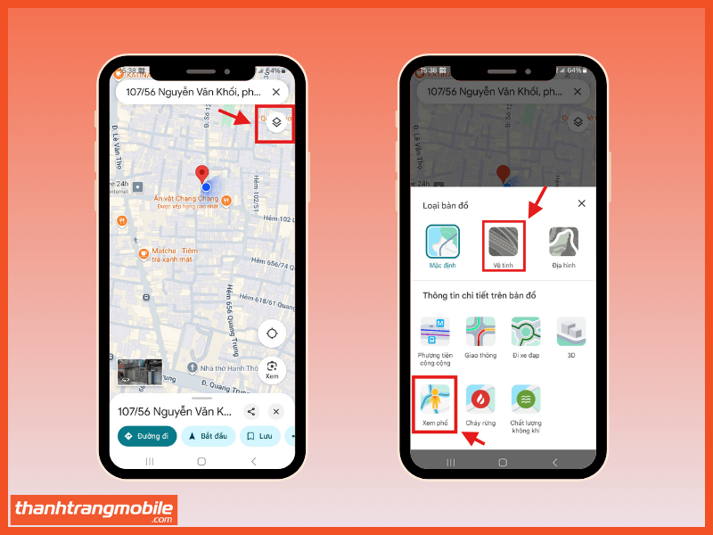 chọn chế độ street view để có thể làm cách coi gg map ở quá khứ 