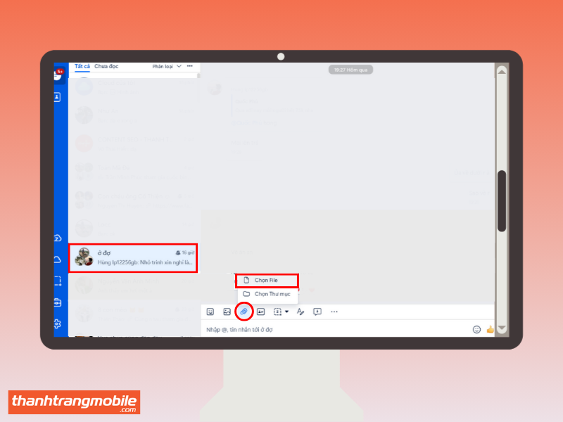 Cách gửi file qua Zalo trên máy tính bằng biểu tượng Ghim, chọn file hoặc thư mục từ giao diện chat Zalo PC. 
