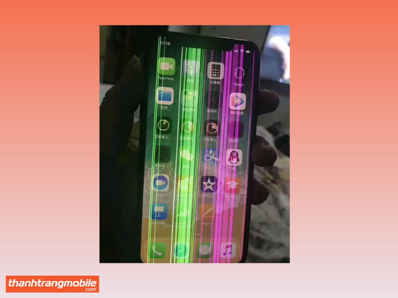 Màn hình iPhone X bị sọc xanh nặng cần thay màn hình mới