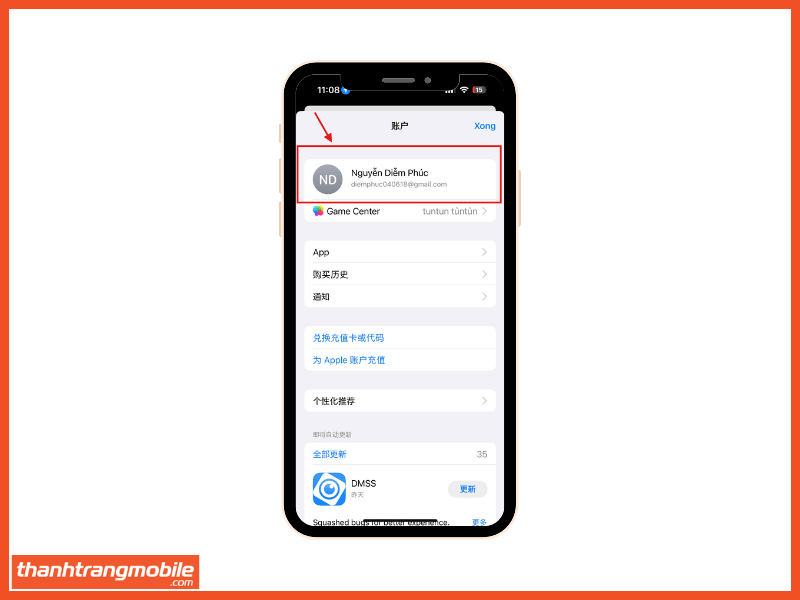 chọn vào tài khoản icloud và chuyển về Việt Nam tải app xingtu醒图
