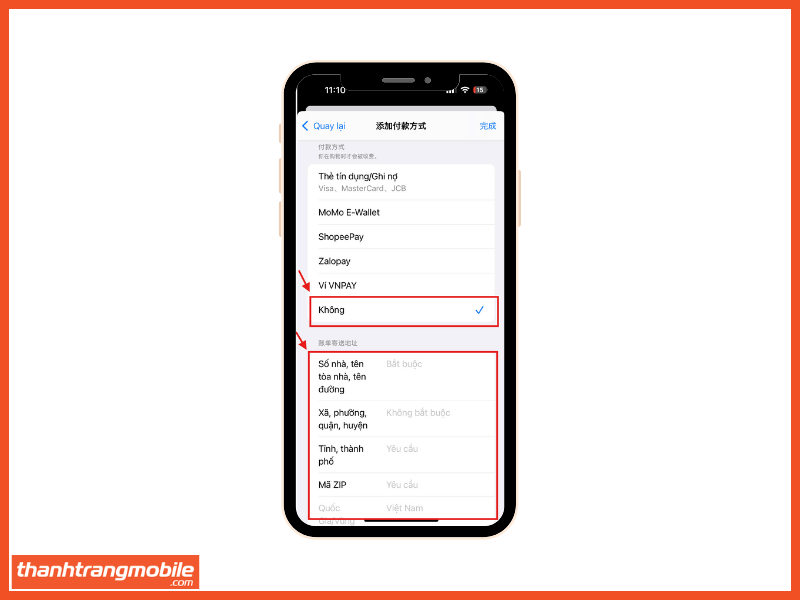 nhập thông tin và kết thúc việc chuyển vùng về Việt Năm sau khi tải app xingtu醒图