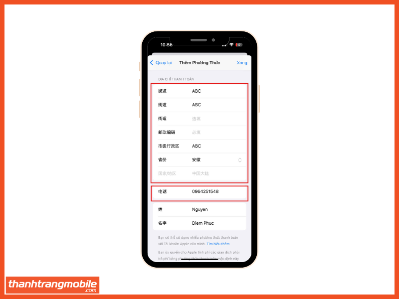 nhập thông tin và số điện thoại như trong hình để cách tải xingtu trên iphone