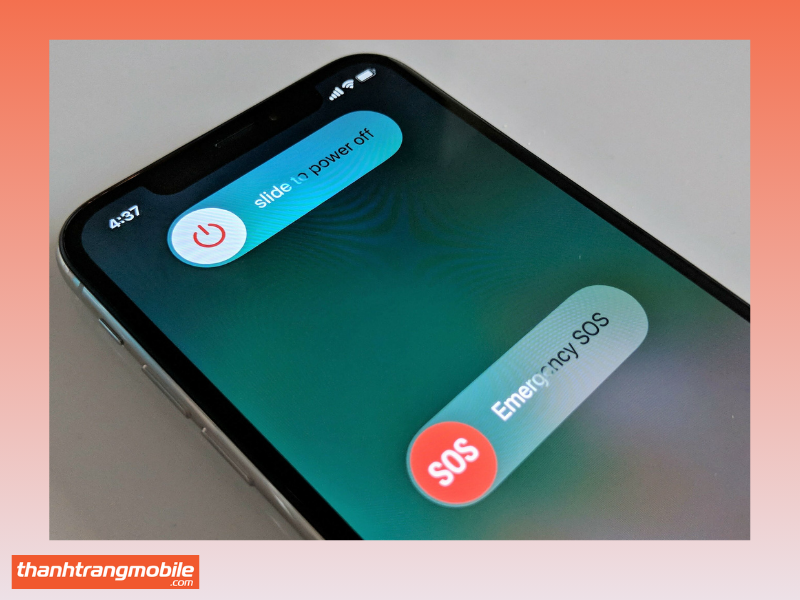Giao diện tắt nguồn bằng nút gạt trên iPhone X – cách tắt nguồn iPhone X khi bị đơ cảm ứng đơn giản nếu vẫn sử dụng được cảm ứng.