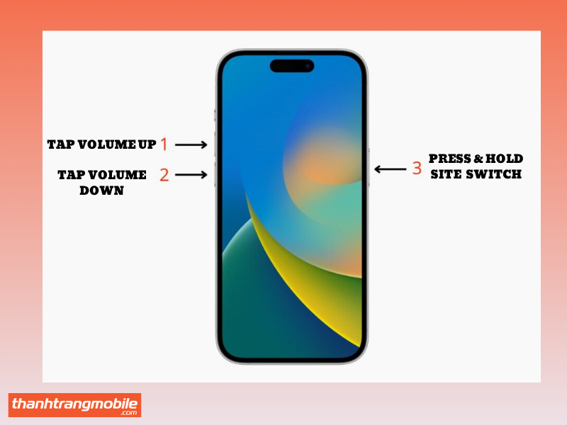 Hướng dẫn thao tác nút vật lý để tắt nguồn iPhone X khi bị đơ cảm ứng – nhấn lần lượt nút tăng âm lượng, giảm âm lượng và giữ nút nguồn. 