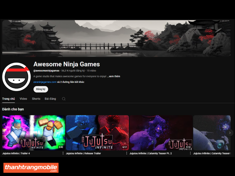 YouTube Awesome Ninja Games – video hướng dẫn nhập code Jujutsu Infinite và nhận quà. 