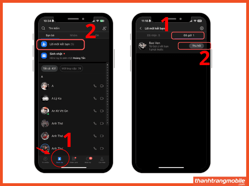 Hủy lời mời đã gửi