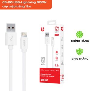 CB-105 USB-Lightning BISON cáp mập trắng 12w