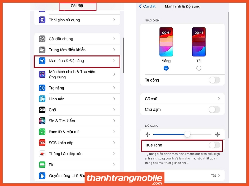 Tắt tính năng True Tone để giảm ám vàng